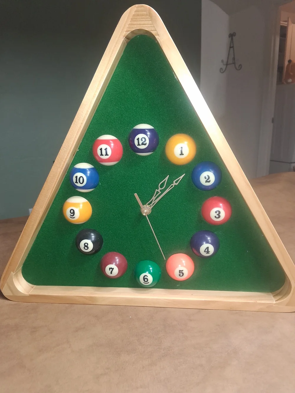 Billiard Ball Triangle Wall Clock - Green Felt